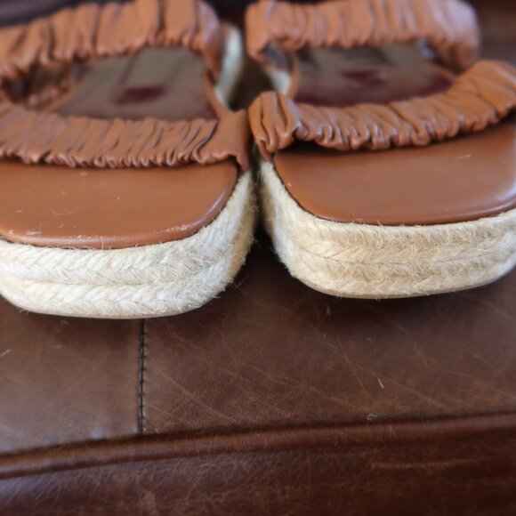 $295 STAUD Maya espadrille sandals flatform cognac brown size 36 platform 1" - Picture 10 of 16